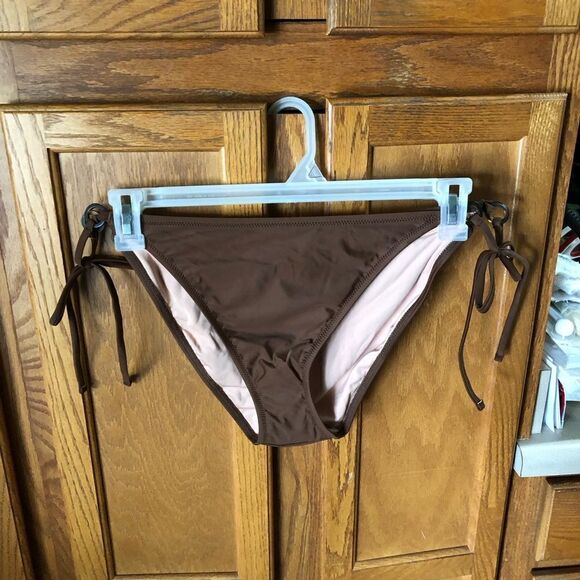 NWT J Crew O-Ring Curved Waist Cheeky String Bikini Bottom Brown Size XXL - Picture 8 of 10